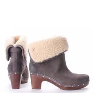 Ugg Women's Lynnea Suede Clog Booties Charcoal
